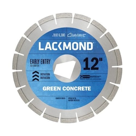 Lackmond Diamond Saw Blade, Early Entry Laser Weld Segmented, Series PRO, 12 Blade Dia, WetDry, 10 mm Se SG12250SEEA